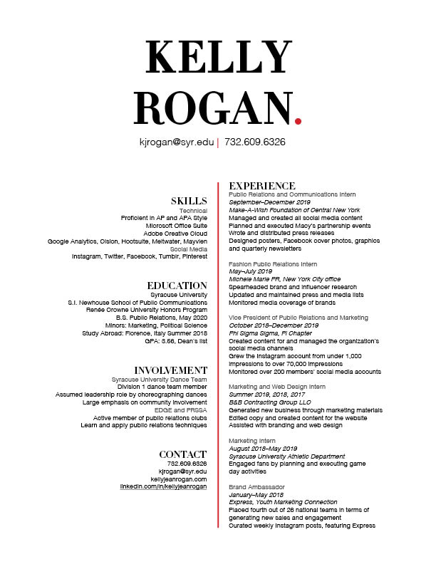 Kelly Rogan Resume May 2020